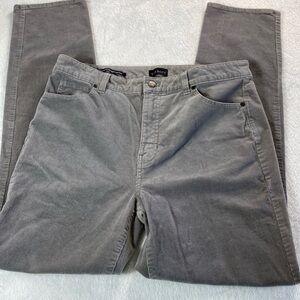 Talbots Gray Flat Front Straight Leg Corduroy Pants Women's Size 10 High Rise